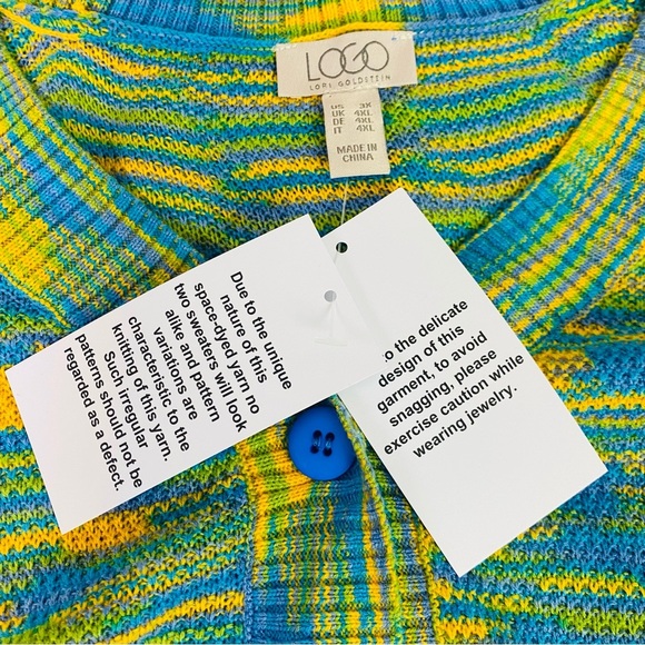 LOGO By Lori Goldstein Space Dyed Button Front Cardigan Size 3X - Picture 6 of 9